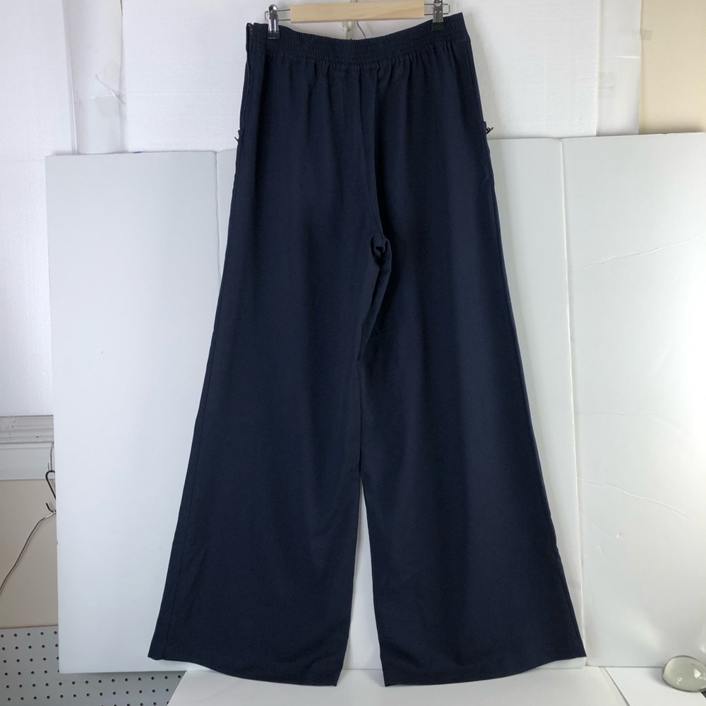 ModCloth Women Pants Cambridge Wide Leg High Rise Trousers Sz L Navy Academia - Picture 4 of 9